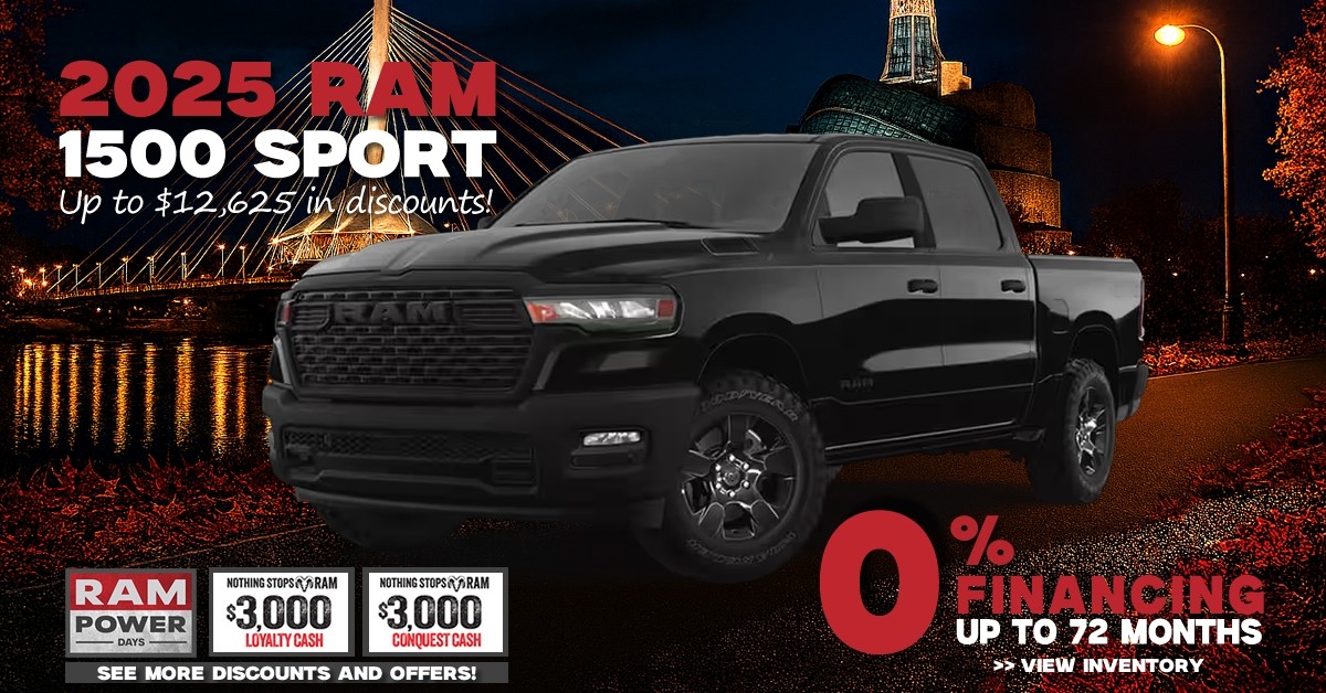2025 RAM 1500 Sport offers and discounts Winnipeg